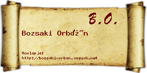 Bozsaki Orbán névjegykártya